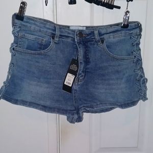 Lace up sides Denim Shorts